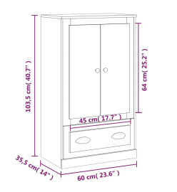 Buffet haut gris béton 60x35,5x103,5 cm bois d'ingénierie