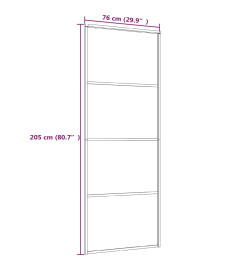 Porte coulissante Verre ESG dépoli et aluminium 76x205 cm Noir