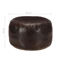 Pouf 60 x 30 cm Marron foncé Cuir véritable de chèvre