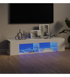 Meuble TV avec lumières LED blanc brillant 135x39x30 cm