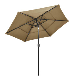 Parasol à 3 niveaux avec mât en aluminium Taupe 2,5 m