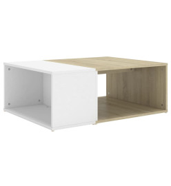 Table basse Blanc et chêne sonoma 90x67x33 cm Aggloméré