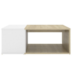 Table basse Blanc et chêne sonoma 90x67x33 cm Aggloméré