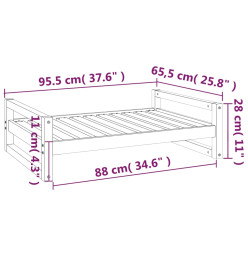 Lit pour chien 95,5x65,5x28 cm Bois de pin solide