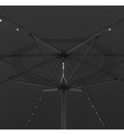 Parasol d'extérieur avec LED et mât en métal 400 cm Noir