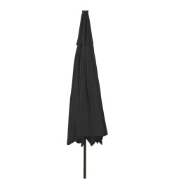 Parasol d'extérieur avec LED et mât en métal 400 cm Noir