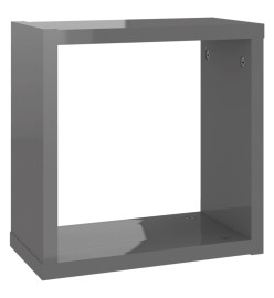 Étagères cube murales 4 pcs Gris brillant 30x15x30 cm