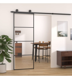 Porte coulissante Aluminium et verre ESG 76x205 cm Noir