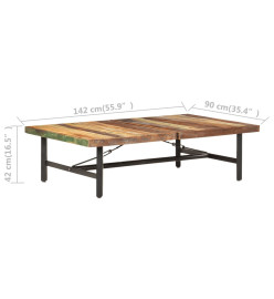 Table basse 142x90x42 cm Bois de récupération massif