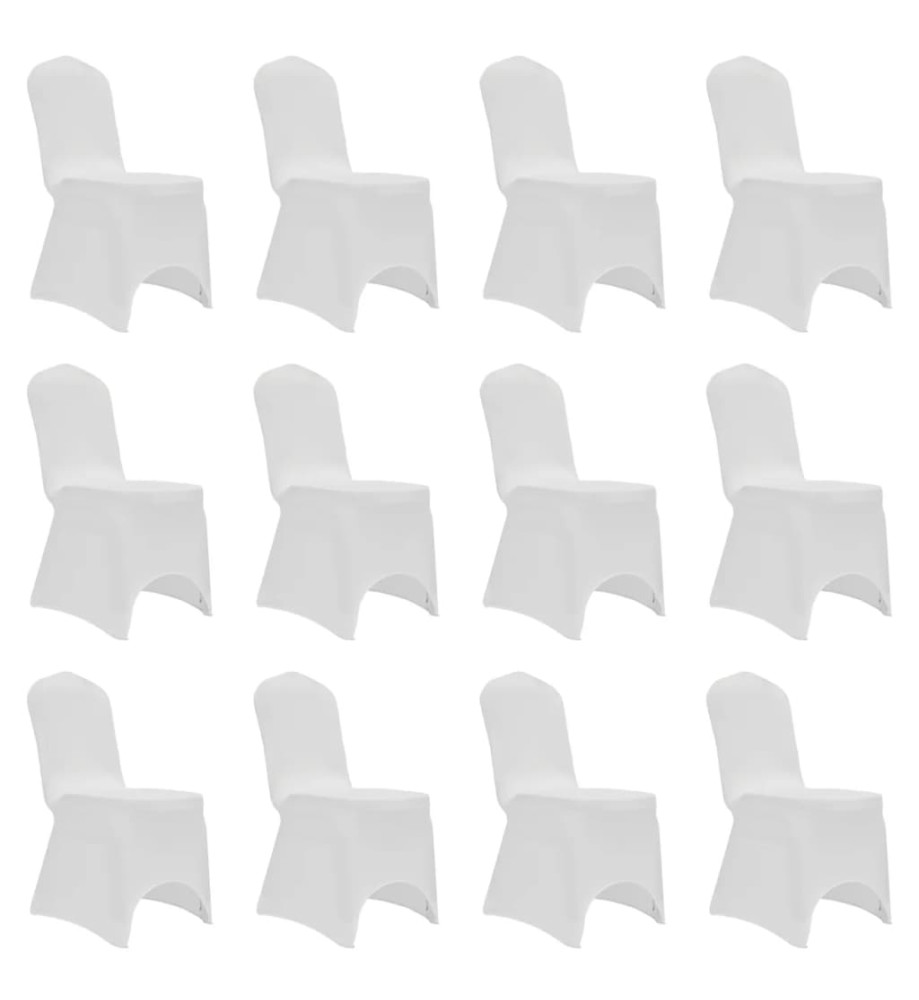 Housses élastiques de chaise Blanc 12 pcs