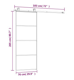 Porte coulissante avec kit de quincaillerie 76x205 cm Verre ESG