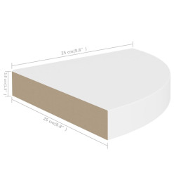 Étagères d'angle flottantes 2 pcs Blanc 25x25x3,8 cm MDF