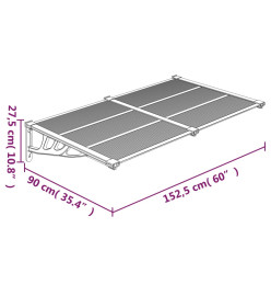 Auvent de porte Noir et transparent 152,5x90 cm Polycarbonate