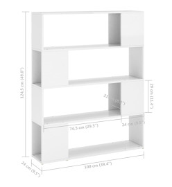 Bibliothèque/Séparateur de pièce Blanc brillant 100x24x124 cm