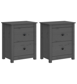 Tables de chevet 2 pcs Gris 50x35x61,5 cm Bois de pin massif