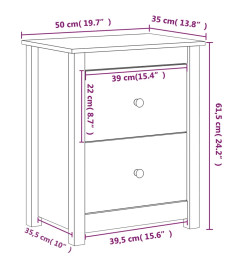 Tables de chevet 2 pcs Gris 50x35x61,5 cm Bois de pin massif