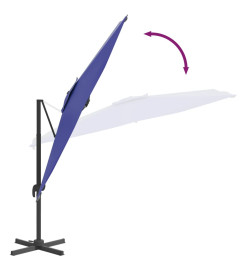 Parasol cantilever à LED Bleu azuré 400x300 cm