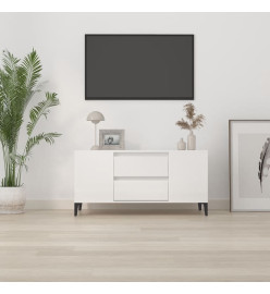 Meuble TV Blanc brillant 102x44,5x50 cm Bois d'ingénierie