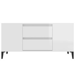 Meuble TV Blanc brillant 102x44,5x50 cm Bois d'ingénierie