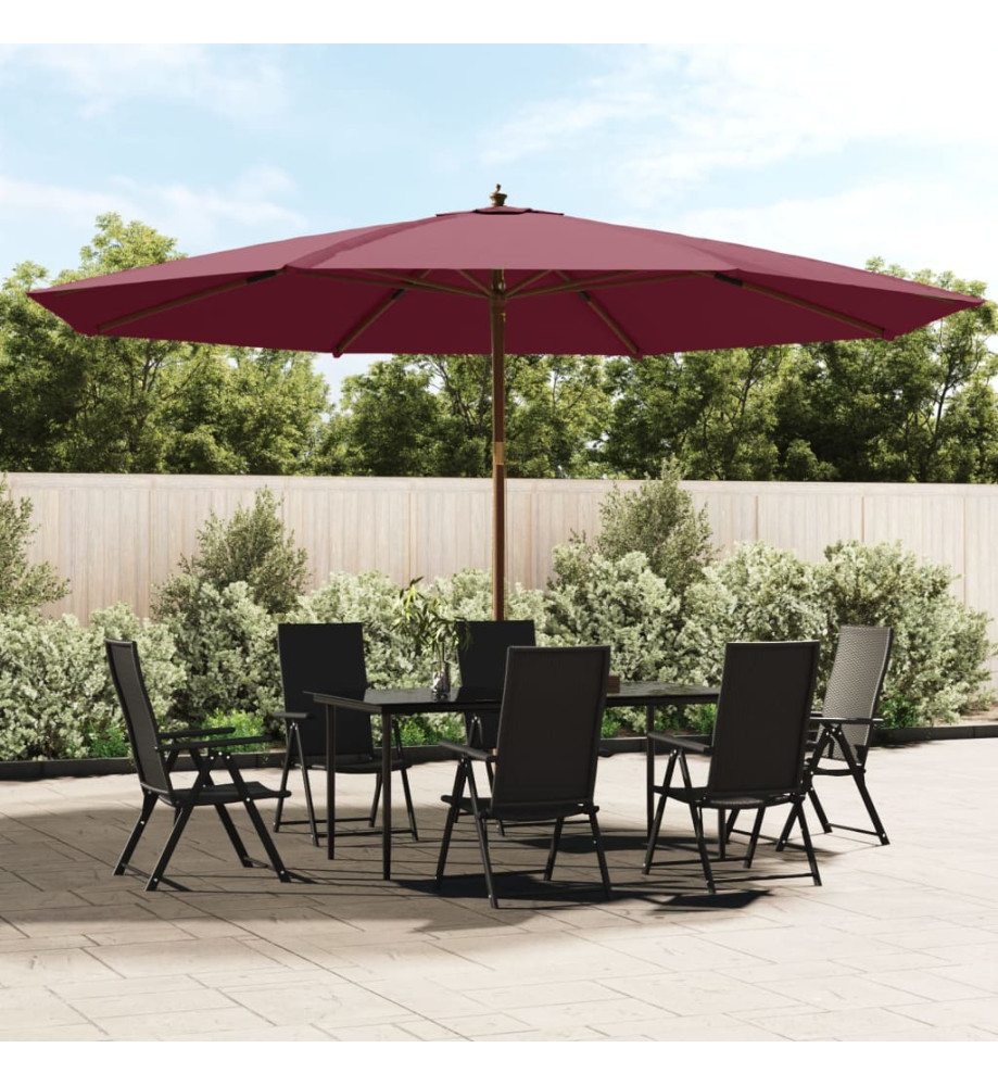 Parasol de jardin avec mât en bois rouge bordeaux 400x273 cm