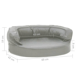 Matelas de lit ergonomique de chien 60x42 cm Aspect de lin Gris