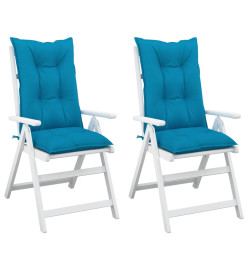 Coussins de chaise de jardin à dossier haut lot de 2 bleu tissu