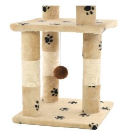 Arbre à chat et griffoirs en sisal 65 cm Beige Motif de pattes