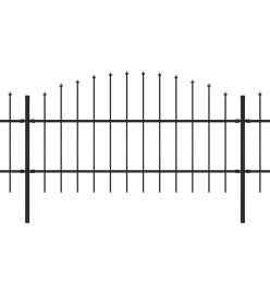 Clôture de jardin à dessus en lance Acier (0,75-1)x11,9 m Noir