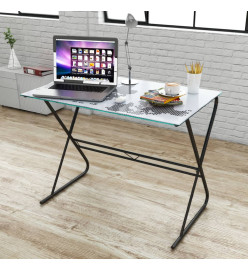 Bureau en verre avec motif de carte du monde