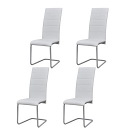 Chaises à manger cantilever lot de 4 blanc similicuir