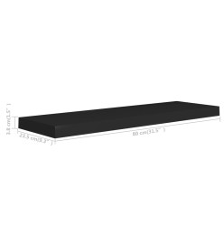 Étagère murale flottante Noir 80x23,5x3,8 cm MDF