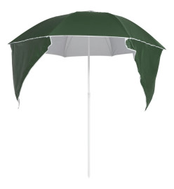 Parasol de plage avec parois latérales Vert 215 cm