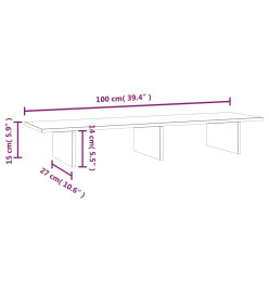 Support de moniteur Blanc 100x27x15 cm Bois de pin solide