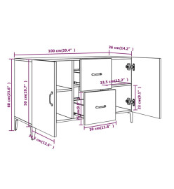 Buffet blanc 100x36x60 cm bois d'ingénierie