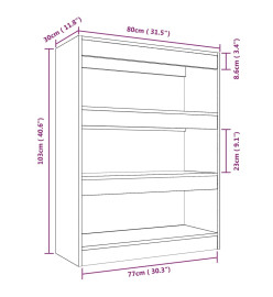 Bibliothèque/Cloison Blanc brillant 80x30x103cm Bois ingénierie