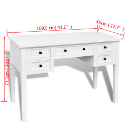 Bureau blanc à 5 tiroirs