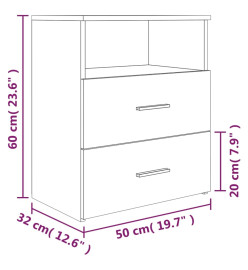 Table de chevet Chêne fumé 50x32x60 cm