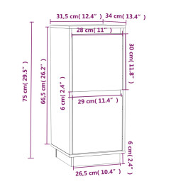 Buffets 2 pcs Blanc 31,5x34x75 cm Bois massif de pin