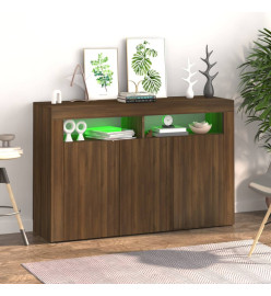 Buffet avec lumières LED chêne marron 115,5x30x75 cm