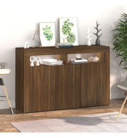 Buffet avec lumières LED chêne marron 115,5x30x75 cm