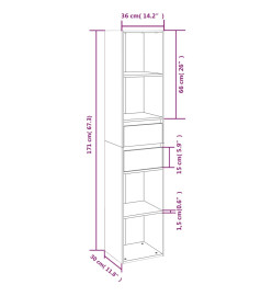 Bibliothèque Sonoma gris 36x30x171 cm Bois d'ingénierie