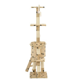 Arbre à chat avec griffoir en sisal 138cm Beige Motif de pattes