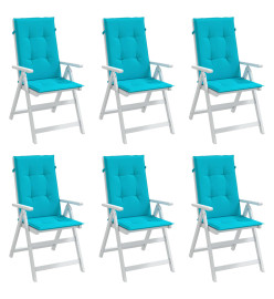 Coussins de chaise à dossier haut 6 pcs turquoise tissu