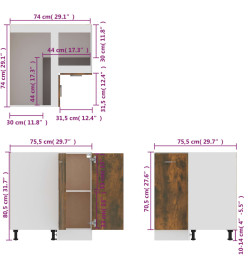 Armoire de cuisine Chêne fumé 75,5x75,5x80,5 cm