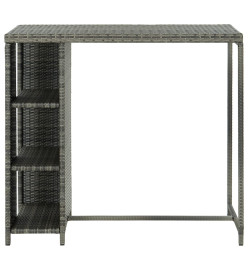 Table de bar avec rangement Gris 120x60x110 cm Résine tressée