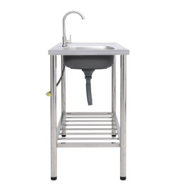 Évier de camping Seul lavabo avec robinet Acier inoxydable