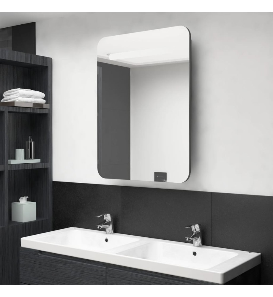 Armoire de salle de bain à miroir LED anthracite 60x11x80 cm