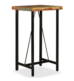 Ensemble de bar 3 pcs Bois de récupération Cuir véritable et toile