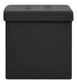 Tabouret de rangement pliable Noir Faux lin