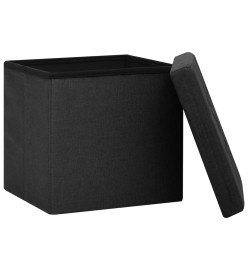 Tabouret de rangement pliable Noir Faux lin